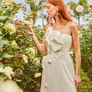 chinese dress ladies Shell Garden Off-White Sleeveless Midi Dress